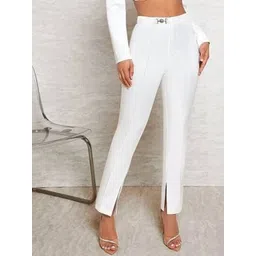 Stylecast X Slyck Women Solid Pattern Chain Detailing Split Hem Trouser-picture-22