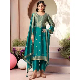 Stylee LIFESTYLE Ethnic Motifs Woven Design Pure Silk Jacquard Unstitched Dress Material-picture-30