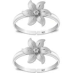 styleejewel Sterling Silver Toe Rings for Women | Star and Flower Design 925 Pure Chandi Bichiya Indian Toe Rings for women style-picture-38