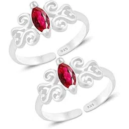 styleejewel Sterling Silver Toe Rings For Women | Toe Rings Silver Pure | 925 Sterling Silver Toe Ring | Toe Rings For Women Silver Pure | Bichiya For Women Stylish | Bichiya Set For Women Chandi | Marquise | 2 Ruby Stone (3 x 5 MM) | 2.5 Grams-picture-33