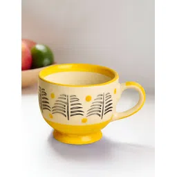 StyleMyWay Yellow & Cream Printed Ceramic Glossy Cups 150 ml-image-37