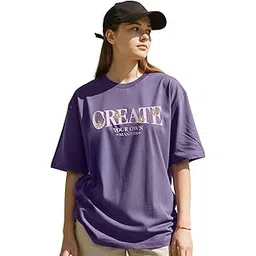 stylense Cotton Blend Oversize Fit Drop Shoulder Latest Graphic Printed Women's Half Sleeve T-Shirt (S to 2XL)-picture-43