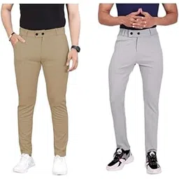 styles era Men Twill Lycra Trousers Pack of 2 | Comfortable & Stretchable Formal and Casual Wear | Office Gym Travel Pants-picture-19