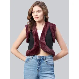 StyleStone Black & Maroon Bolero Shrug-picture-40