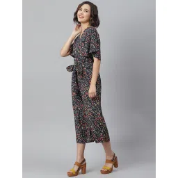 StyleStone Black Floral Print Jumpsuit image 3