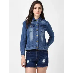 StyleStone Blue Graphic Paint Denim Jacket-picture-21