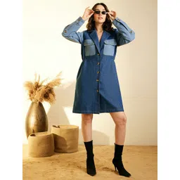StyleStone Cotton Denim Shirt Dress-picture-36
