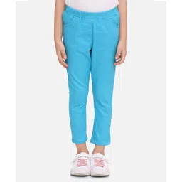 StyleStone Cotton Woven Solid Stretchable Jeggings -Turquoise Blue-picture-12
