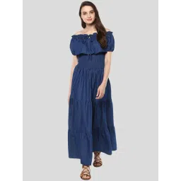 StyleStone Dark Blue Regular Fit & Flare Dress-picture-14
