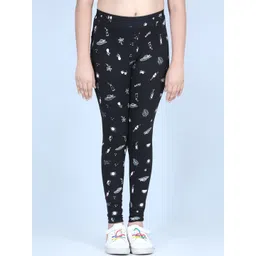 StyleStone Girls Black Printed  Pure Cotton Ankle Length  Leggings-picture-33