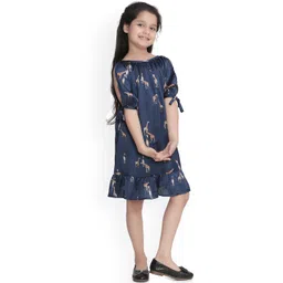 StyleStone Girls Blue Printed Drop-Waist Dress-picture-18