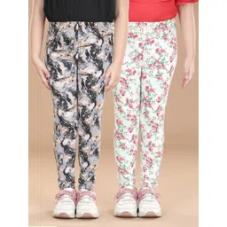 StyleStone Girls Pack of 2 Cotton Floral Printed Jeggings-picture-25
