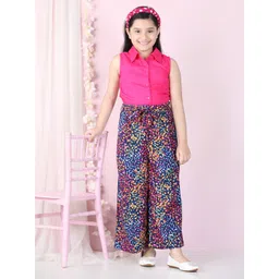 StyleStone Girls Pink & Blue Printed Basic Jumpsuit-picture-10