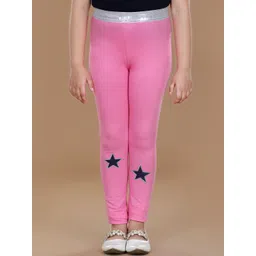 StyleStone Girls Pink Printed Cotton Ankle Length Leggings-picture-37
