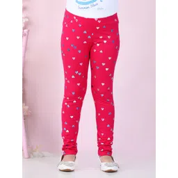 StyleStone Girls Pink Printed Cotton Leggings-picture-35