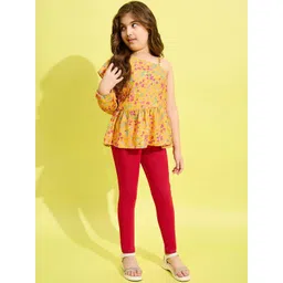 StyleStone Girls Printed One Shoulder Top with Leggings-picture-11