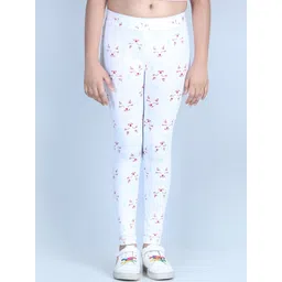 StyleStone Girls White Printed Ankle-Length Leggings-picture-38