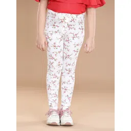 StyleStone Girls White Printed Cotton Jeggings-picture-29