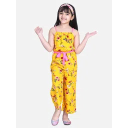 StyleStone Girls Yellow & Pink Printed Basic Jumpsuit-picture-26