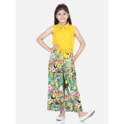 StyleStone Girls Yellow & Pink Printed Basic Two-Piece Jumpsuit-picture-42