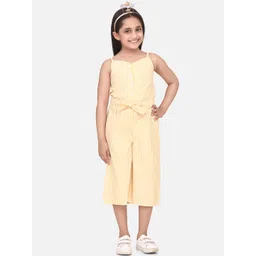 StyleStone Girls Yellow & White Striped Basic Jumpsuit-picture-12