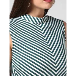 StyleStone Green & White Striped A Line Dress image 4