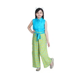 StyleStone Kids Blue & Green Printed Jumpsuit with Belt-picture-13