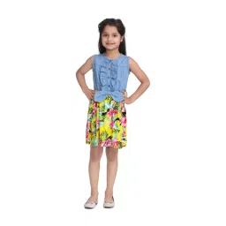 StyleStone Kids Blue Cotton Floral Print Dress-picture-46