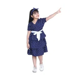 StyleStone Kids Navy Printed Dress with Belt-picture-45