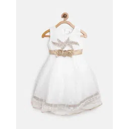 Stylestone Kids White & Beige Embellished Dress-picture-31
