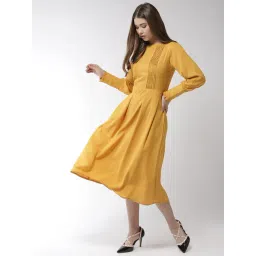 StyleStone Mustard Regular Fit & Flare Dress-picture-27