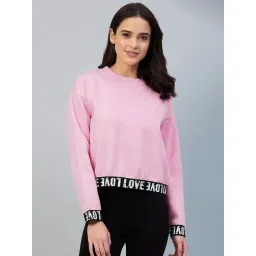 StyleStone Pink Round Neck Love Taped Pullover-picture-41