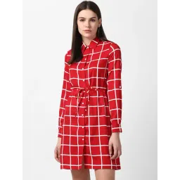 StyleStone Red & White Checks Shirt Dress-picture-12