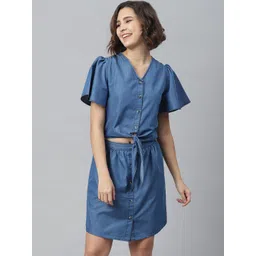 StyleStone Women Blue Solid Shirt Dress-picture-20
