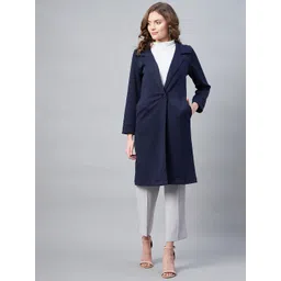 StyleStone Women Navy Blue Self Design OverCoat-picture-33