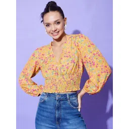 StyleStone Yellow Printed Crop Top-picture-48