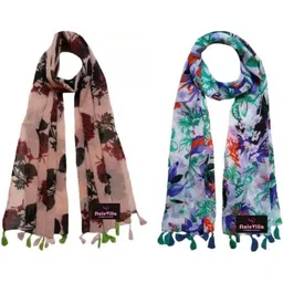 stylestory Printed Chiffon Women Multicolor Scarf, Stole, Fancy Scarf-picture-38