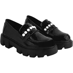 stylestry Upper Beads Detailed Black Loafers for Women & Girls-picture-11