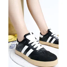 Stylestry Women Black Striped Lace-Ups Sneakers-picture-19