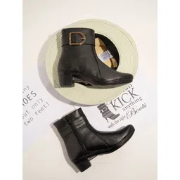 Stylestry Women Casual Block-Heeled Monk Boots image 1