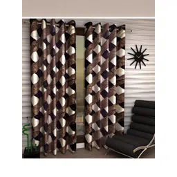 styletex 270 cm (9 ft) Polyester Semi Transparent Long Door Curtain (Pack Of 2) (Printed, Brown)-picture-40