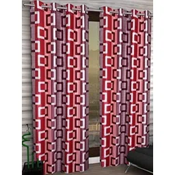 styletex 270 cm (9 ft) Polyester Semi Transparent Long Door Curtain (Pack Of 2) (Printed, Multicolor)-picture-22