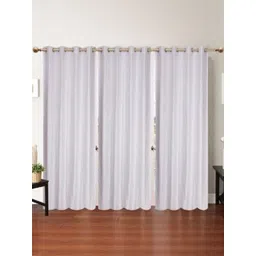 styletex 270 cm (9 ft) Polyester Semi Transparent Long Door Curtain (Pack Of 3) (Plain, White)-picture-34