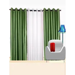 styletex 270 cm (9 ft) Polyester Semi Transparent Long Door Curtain (Pack Of 3) (Solid, Multicolor)-picture-36