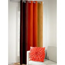 styletex 270 cm (9 ft) Polyester Semi Transparent Long Door Curtain Single Curtain (Striped, Orange)-picture-38