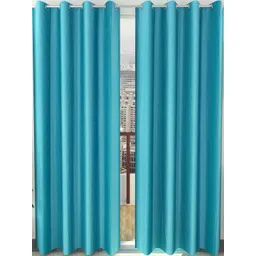styletex BELLA TRUE 213 cm (7 ft) Polyester Semi Transparent Door Curtain (Pack Of 2) (Plain, Aqua)-picture-29