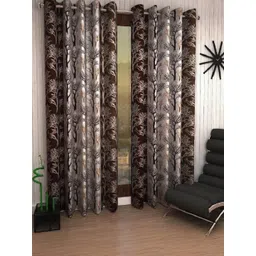 styletex BELLA TRUE 270 cm (9 ft) Polyester Semi Transparent Long Door Curtain (Pack Of 2) (Abstract, Brown)-picture-30