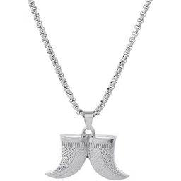 stylewell Silver Color Morir Brass Dual Artificial Nails Teeth Design Pendant For Men-picture-12