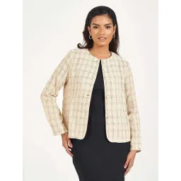 Styli Beige Chequered Blazer-picture-22