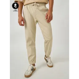 Styli Beige Cotton Relaxed Fit Joggers-picture-29